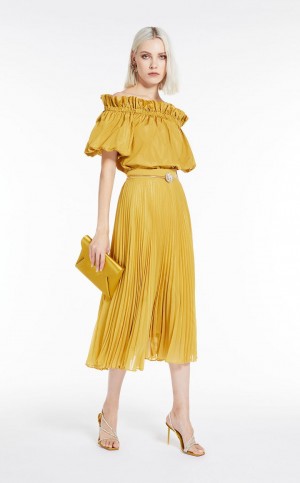 Max Mara Balloon-fit Taffeta Bluse Mango | MMR593597