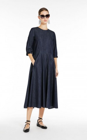 Max Mara Baumwoll Denim Kleid Navy | MMR593393