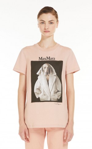 Max Mara Baumwoll With Wegman Print T-shirt Rosa | MMR593669