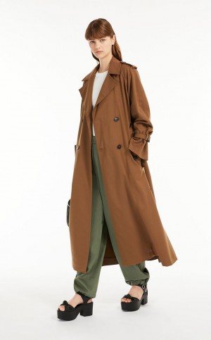 Max Mara Belted In Showerproof Fabric Trench Braun | MMR593941