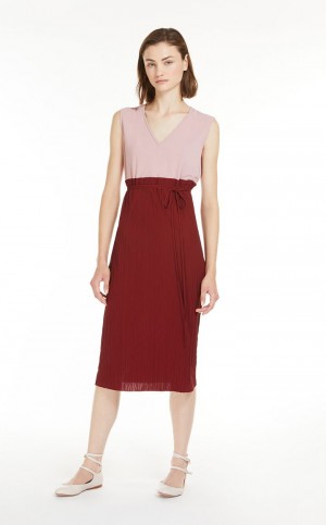 Max Mara Belted Sheath In Jersey Fabric Kleid Fuchsie | MMR593296