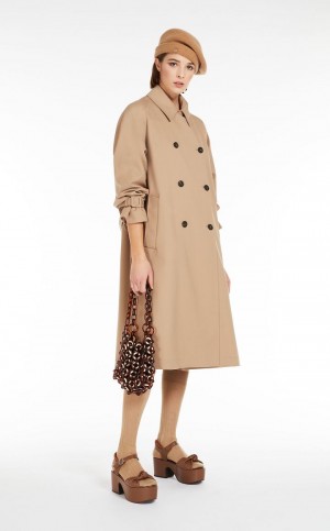 Max Mara Double-breasted In Showerproof Fabric Trench Braun | MMR593943