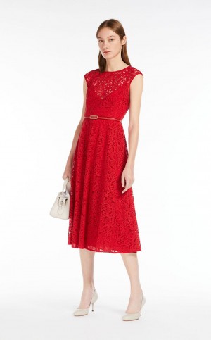 Max Mara Feminine Spitze Kleid Rot | MMR593390