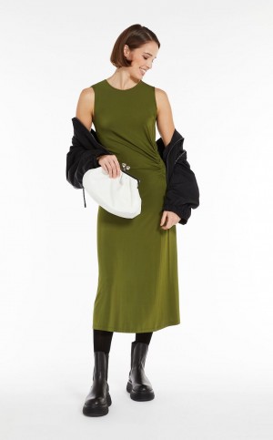 Max Mara Flared In Crepe Jersey Kleid Grün | MMR593292