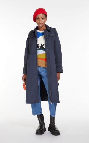 Max Mara Gepolstert Coat In Showerproof Fabric Padded Navy | MMR593967