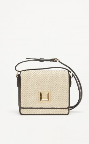 Max Mara In Leder And Woven Fabric MM Bag Braun | MMR594119