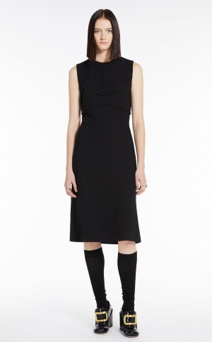 Max Mara Kleider With Intarsia And Cut-out On The Back Kleid Schwarz | MMR593291