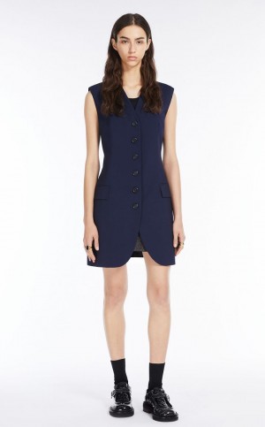 Max Mara Long Waistcoat Anzüge Navy | MMR593512