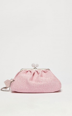 Max Mara Medium Pasticcinoin Raffia Weekend Bag Rosa | MMR594166