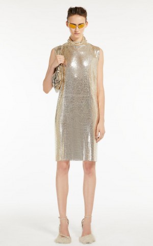 Max Mara Metallic-knit With Cut-out Detail Kleid Rosa | MMR593284