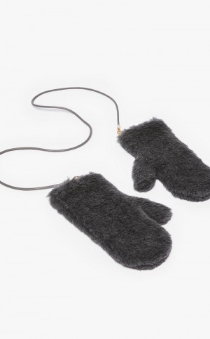 Max Mara Mittens In Teddy Fabric Handschuhe Dunkelgrau | MMR594230