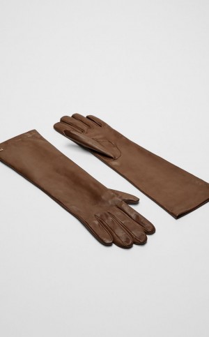 Max Mara Nappa Leder Handschuhe Braun | MMR594240