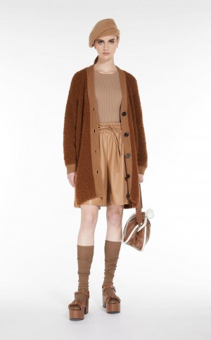 Max Mara Oversized Cardigan In Alpaca And Wolle Strickwaren Kaffee | MMR593434