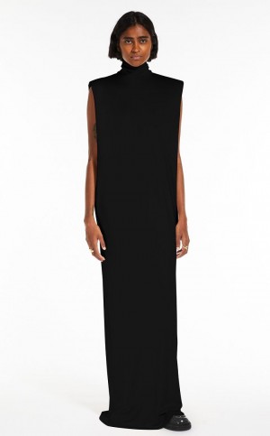 Max Mara Polo Neck Jersey Kleid Schwarz | MMR593295