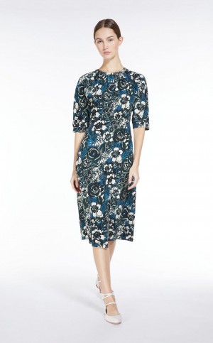 Max Mara Printed Crepe De Chine Kleid Grün | MMR593388