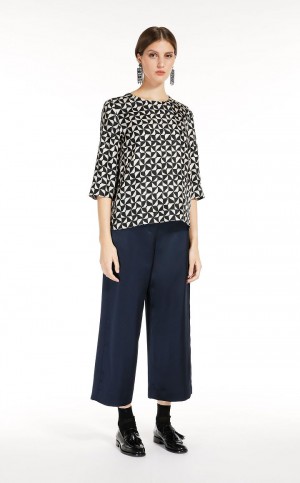 Max Mara Printed Silk Bluse Tiefes | MMR593623