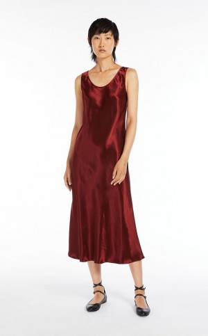 Max Mara Satin Kleid Dunkelrot | MMR593316