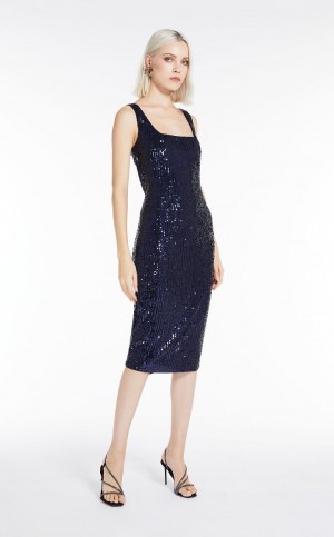 Max Mara Sequinned Sheath Kleid Navy | MMR593327