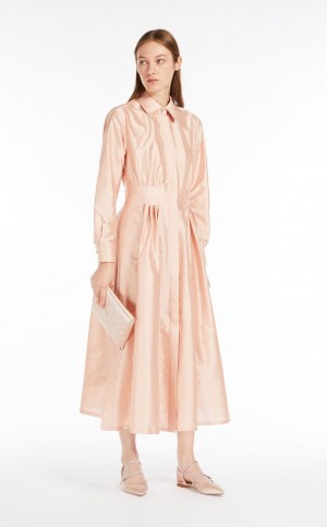 Max Mara Shantung Shirt Kleid Hellrosa | MMR593345