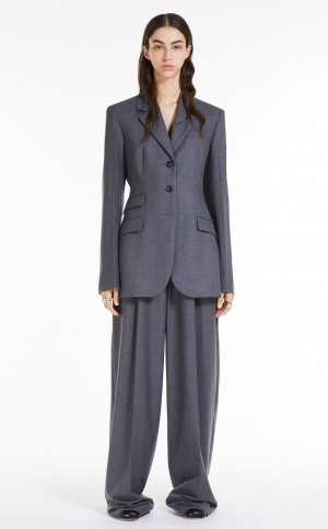 Max Mara Slim-fit Tailored Blazer Grau | MMR594033