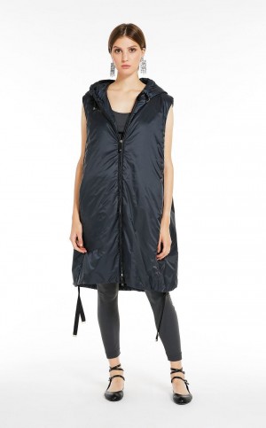 Max Mara Wasser-resistant Technical Canvas Gilet Padded Navy | MMR593978