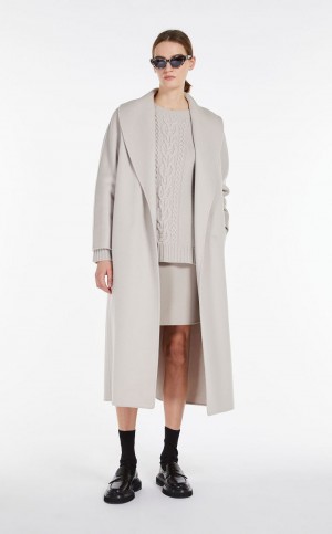 Max Mara Wolle And Cashmere Robe Mäntel Hellgrau | MMR593853