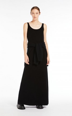 Max Mara Wolle And Cashmere Slip Kleid Schwarz | MMR593297