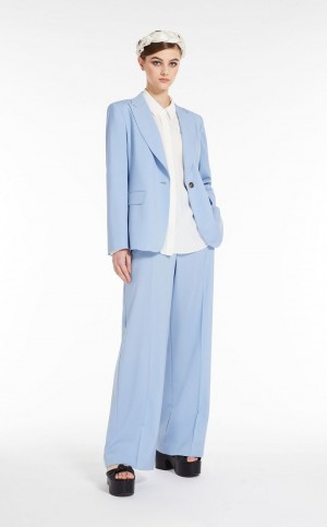 Max Mara Wolle Blazer Hellblau | MMR594066