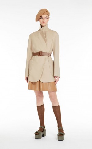 Max Mara Wrap In Wolle Jacken Khaki | MMR594063