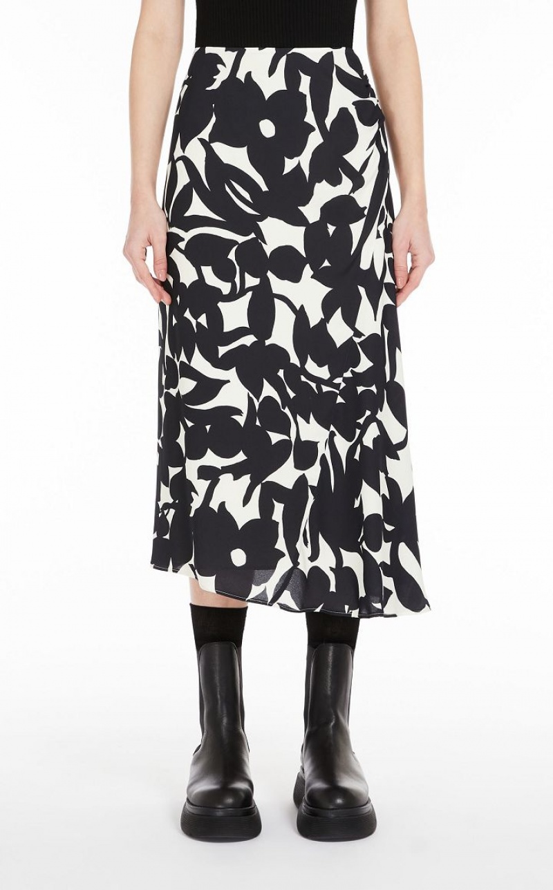 Max Mara Asymmetrical In Printed Viscose Röcke Schwarz | MMR593685