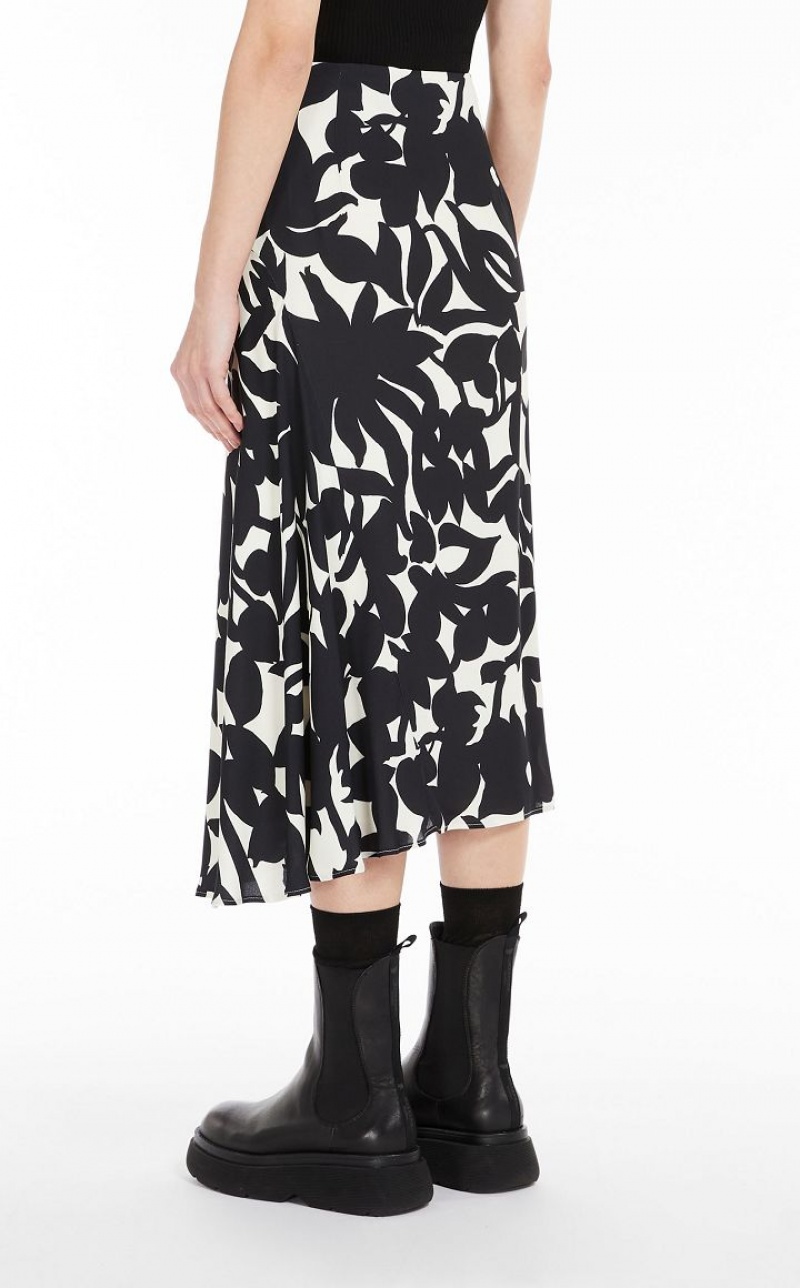 Max Mara Asymmetrical In Printed Viscose Röcke Schwarz | MMR593685