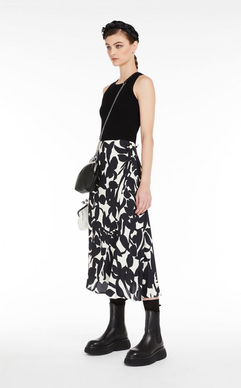 Max Mara Asymmetrical In Printed Viscose Röcke Schwarz | MMR593685