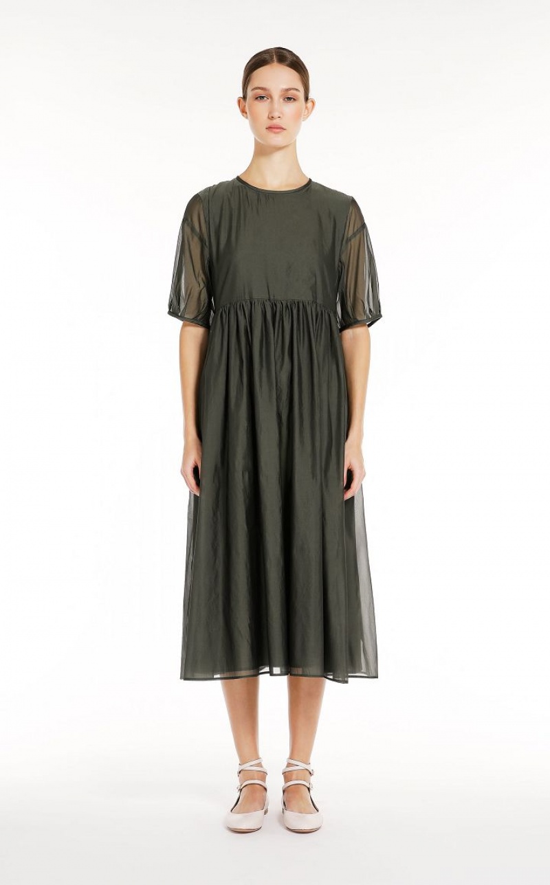 Max Mara Baumwoll And Silk Organza Kleid Dunkelgrau Grün | MMR593413