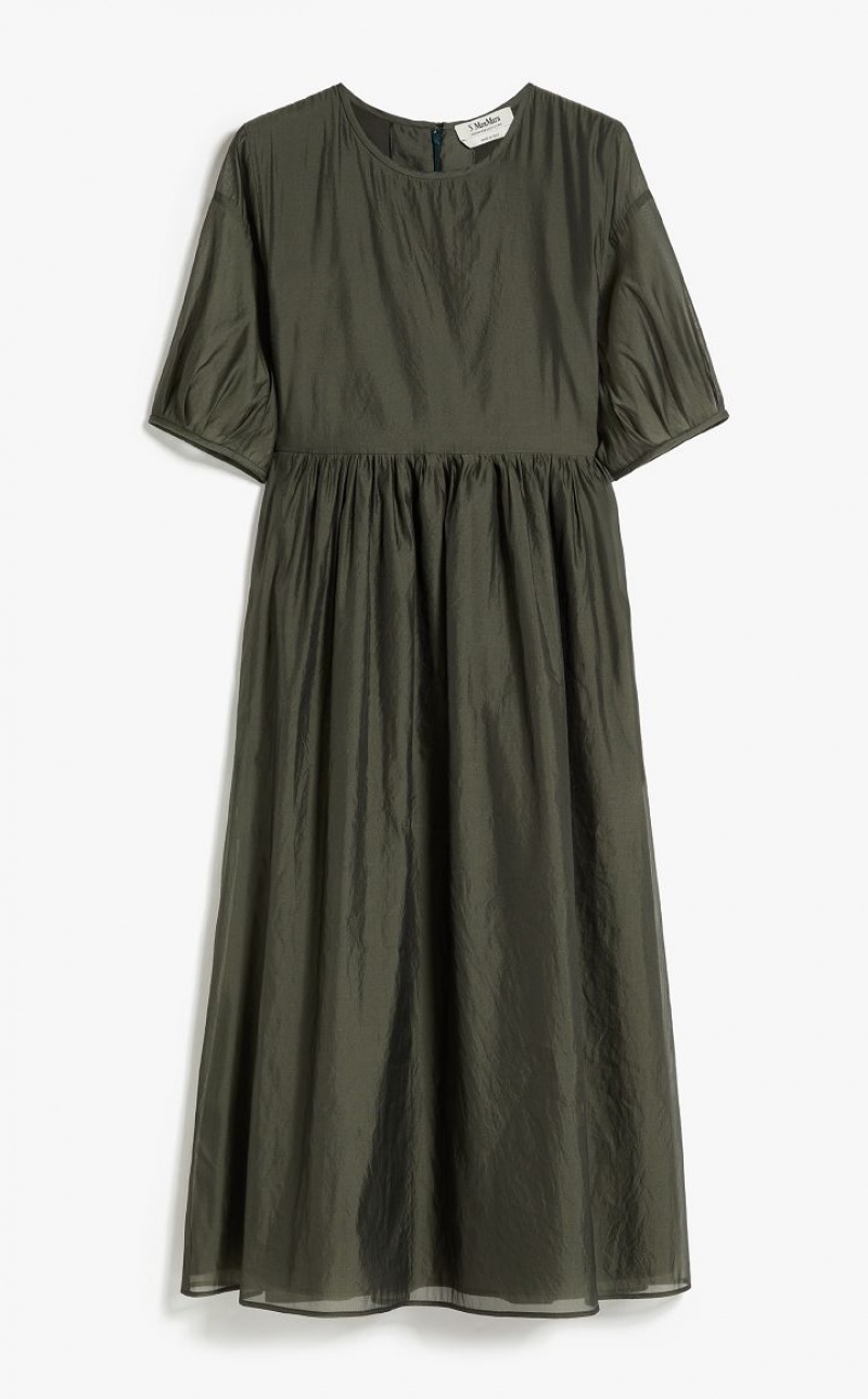 Max Mara Baumwoll And Silk Organza Kleid Dunkelgrau Grün | MMR593413