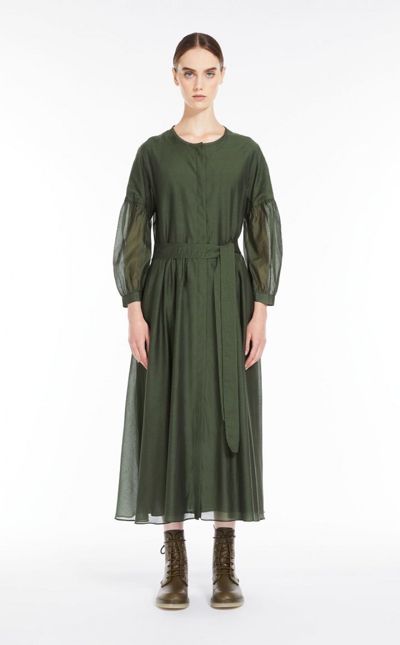 Max Mara Baumwoll And Silk Voile Kleid Dunkel | MMR593369