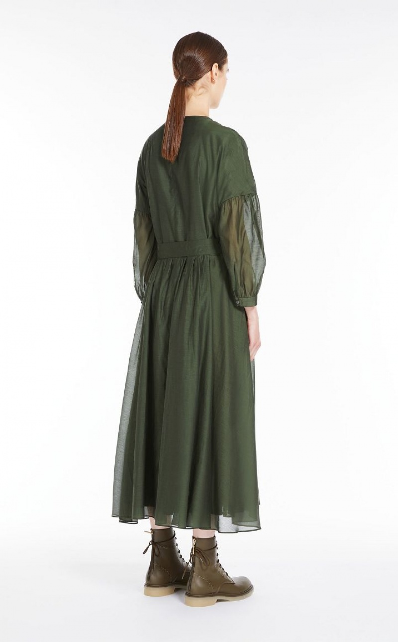 Max Mara Baumwoll And Silk Voile Kleid Dunkel | MMR593369