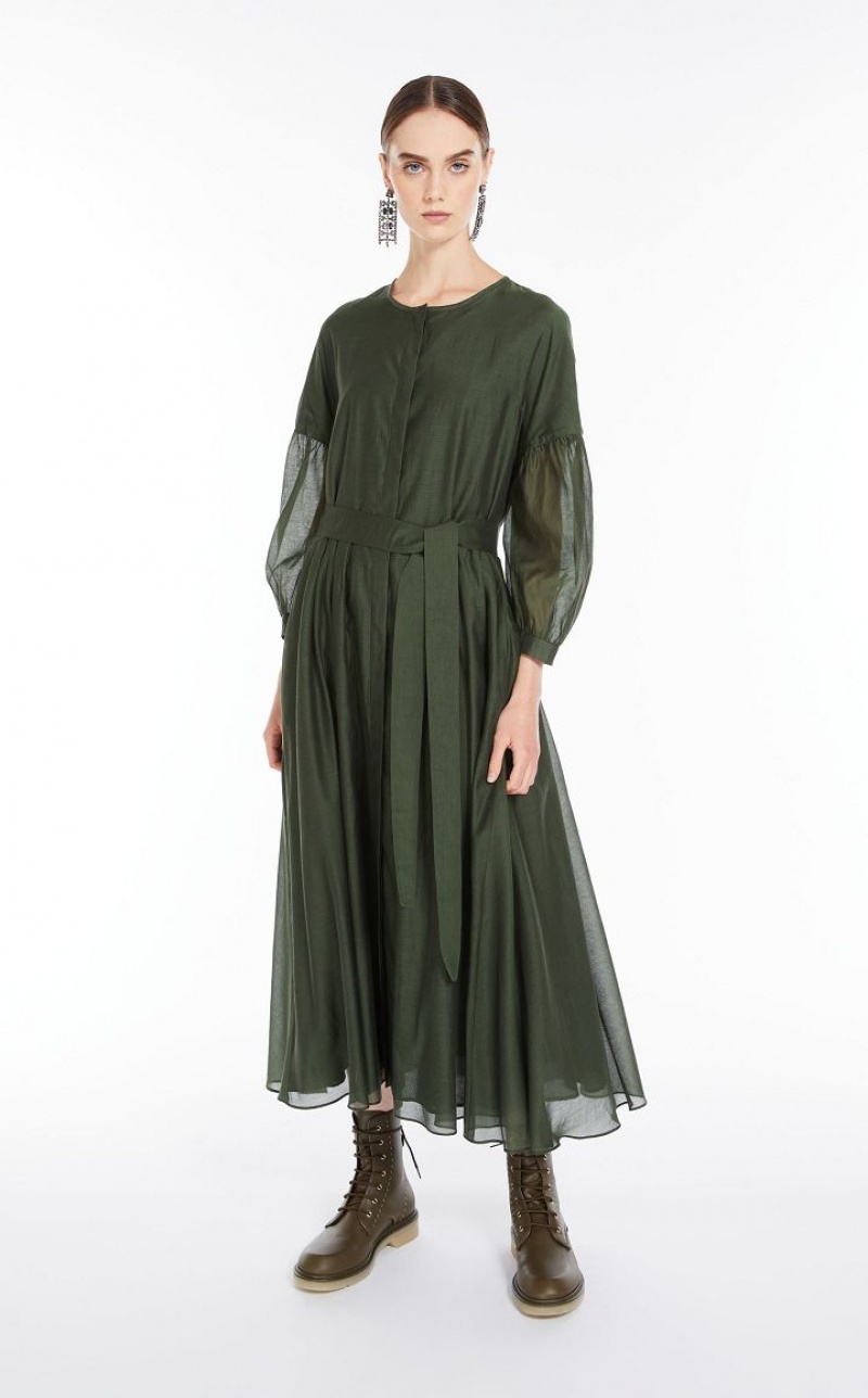 Max Mara Baumwoll And Silk Voile Kleid Dunkel | MMR593369