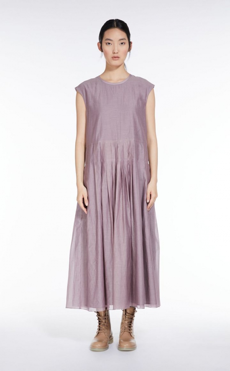 Max Mara Baumwoll And Silk Voile Kleid Lila | MMR593400