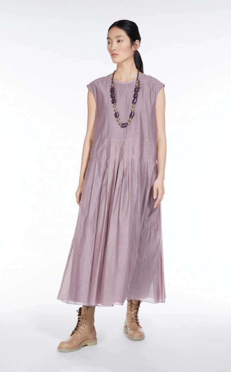 Max Mara Baumwoll And Silk Voile Kleid Lila | MMR593400