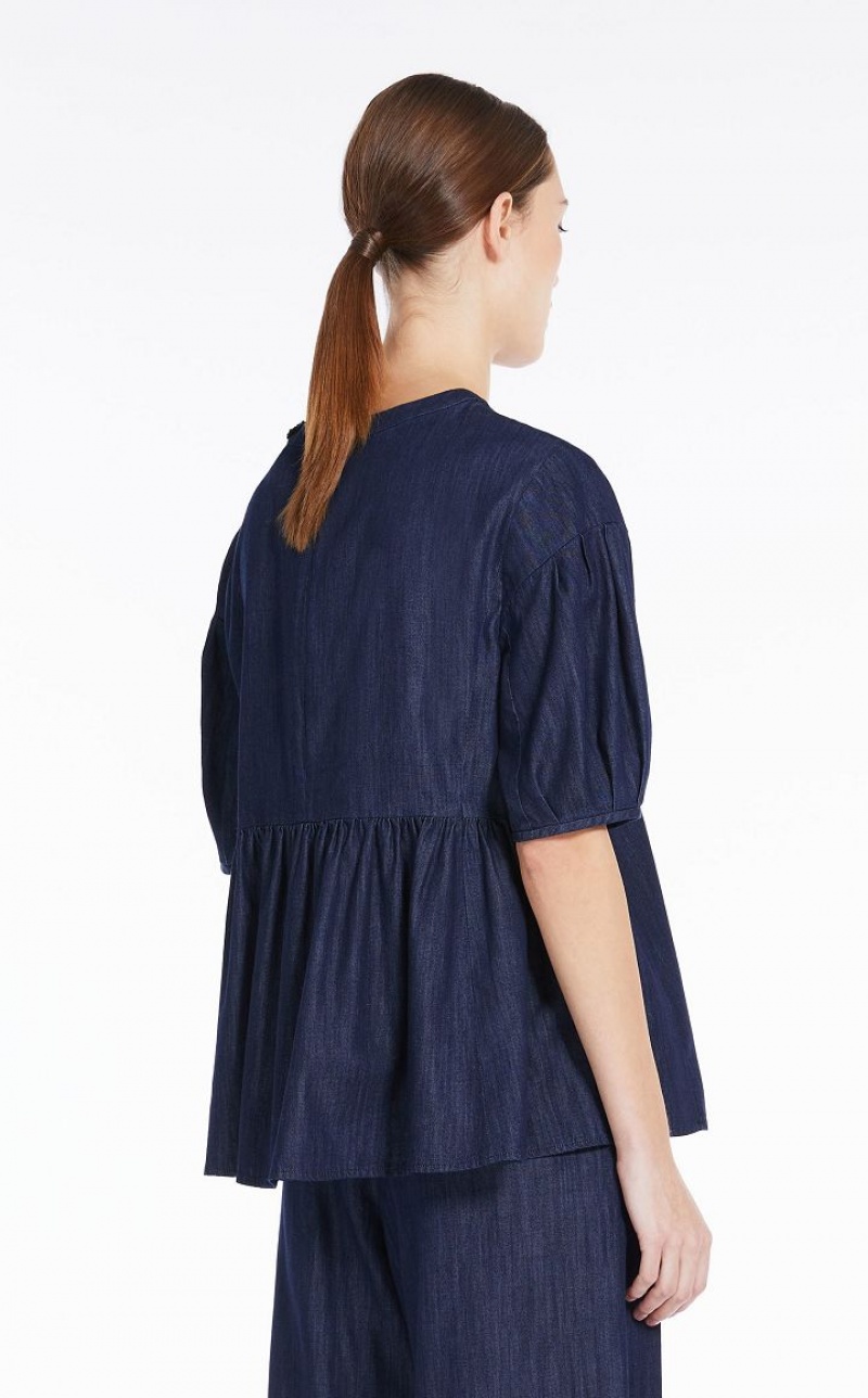 Max Mara Baumwoll Denim Bluse Navy | MMR593622