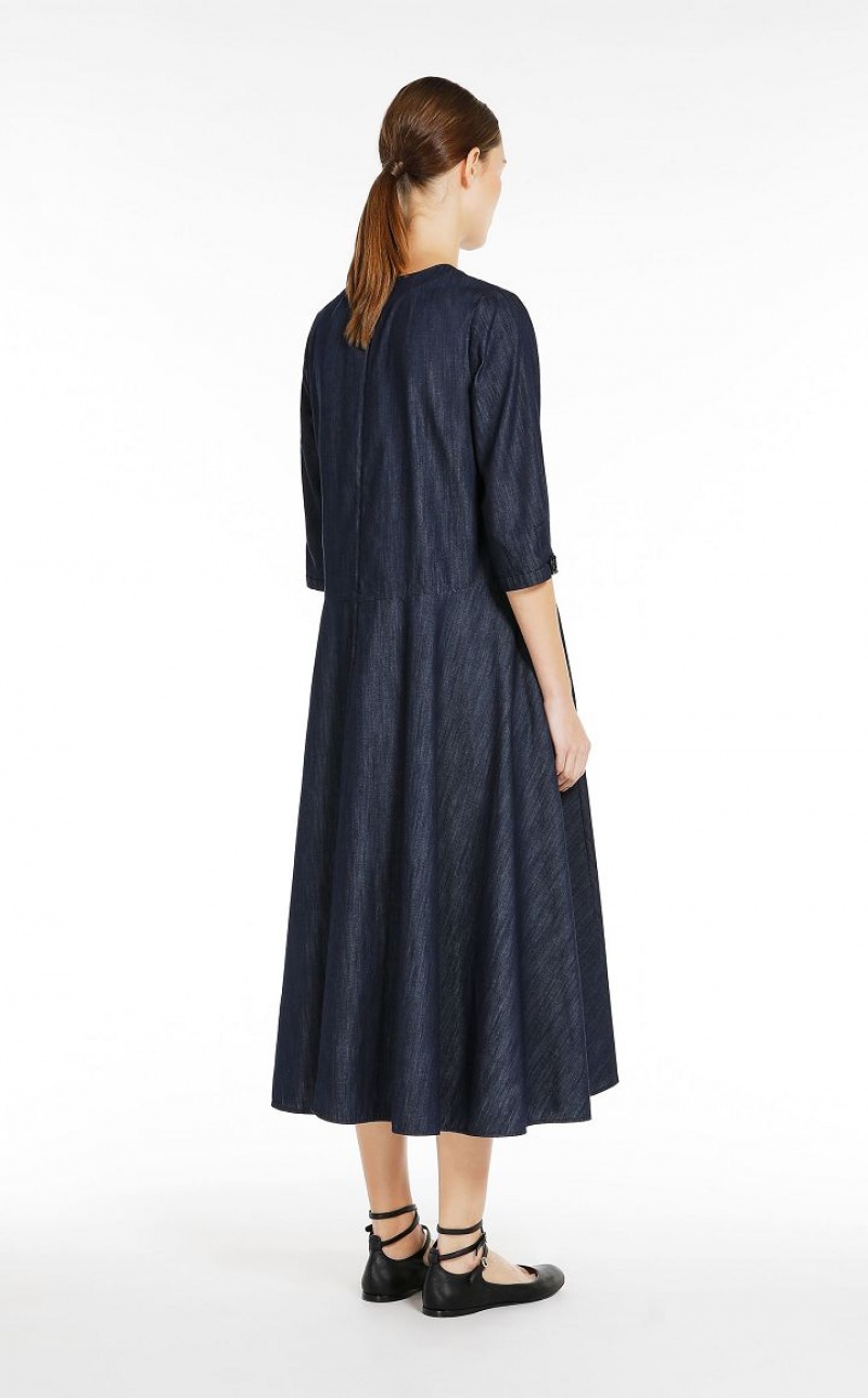 Max Mara Baumwoll Denim Kleid Navy | MMR593393