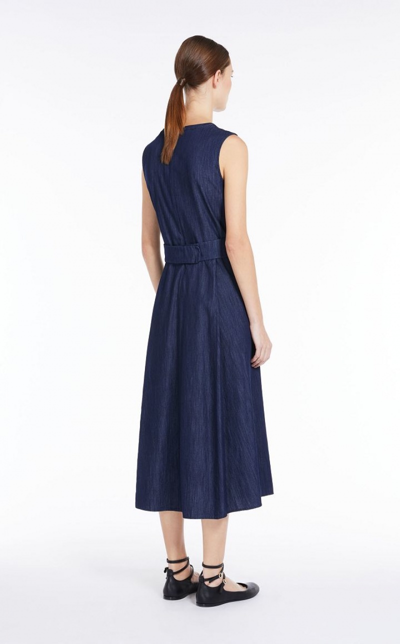 Max Mara Baumwoll Denim Kleid Navy | MMR593410