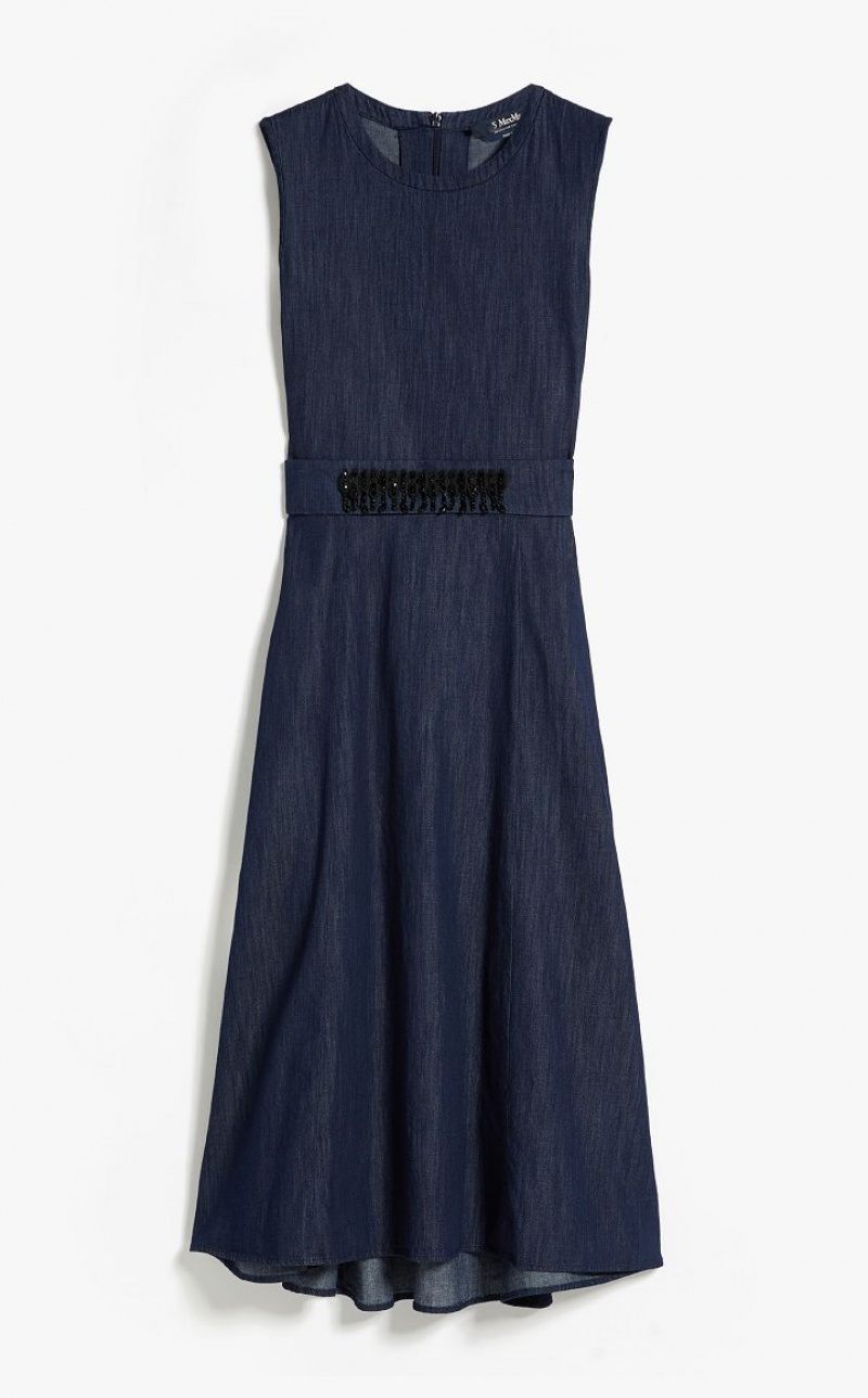 Max Mara Baumwoll Denim Kleid Navy | MMR593410