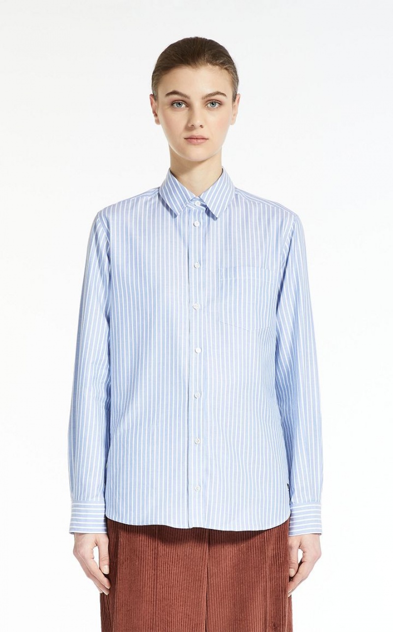 Max Mara Baumwoll Oxford Bluse Hellblau | MMR593596