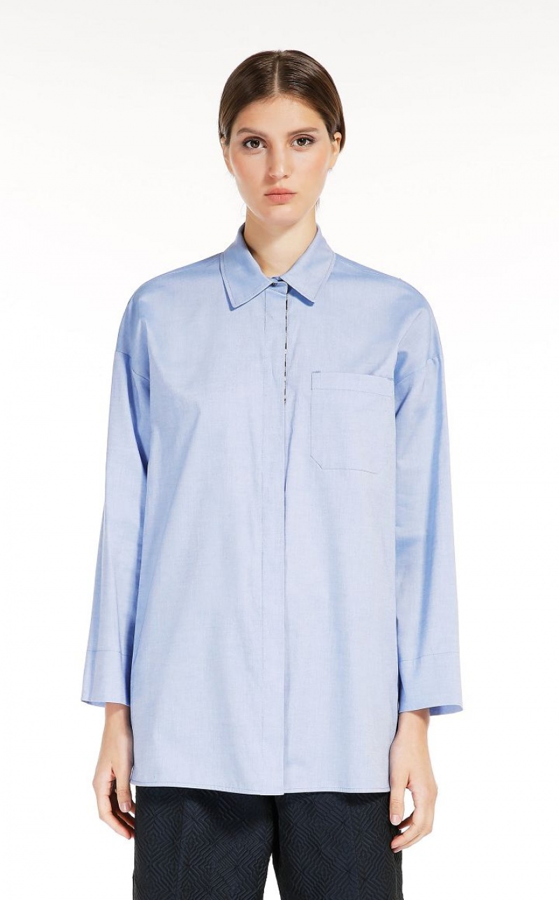 Max Mara Baumwoll Oxford Bluse Hellblau | MMR593614