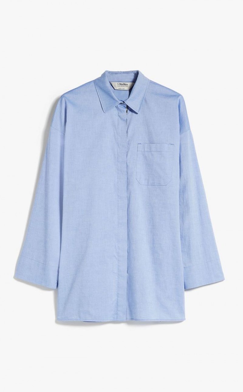 Max Mara Baumwoll Oxford Bluse Hellblau | MMR593614