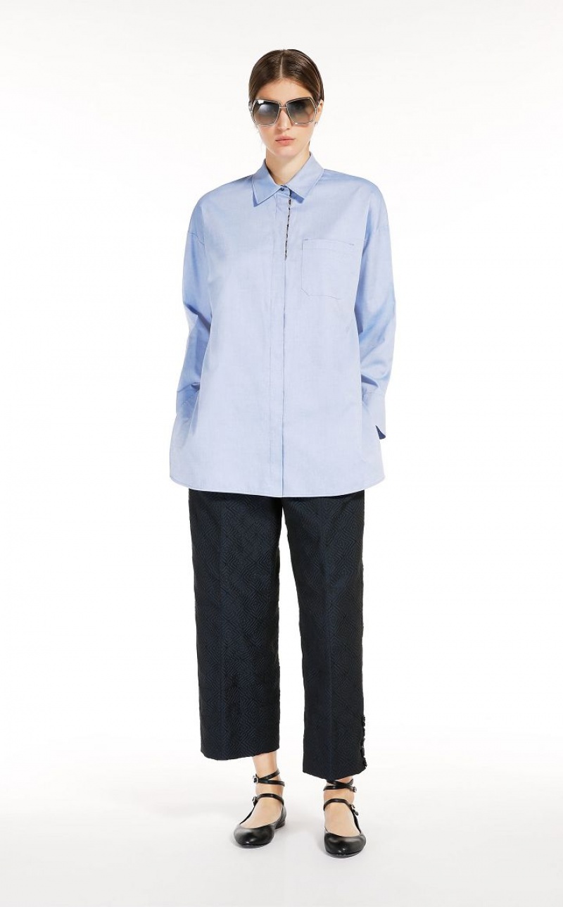 Max Mara Baumwoll Oxford Bluse Hellblau | MMR593614