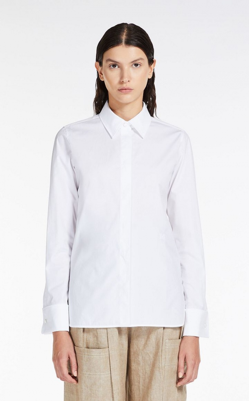 Max Mara Baumwoll Poplin Bluse Weiß | MMR593548