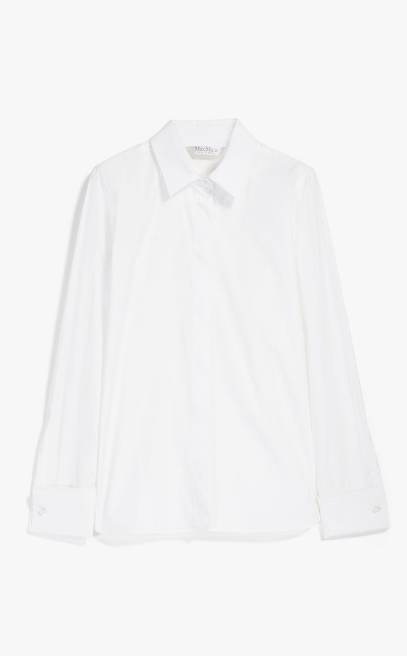 Max Mara Baumwoll Poplin Bluse Weiß | MMR593548