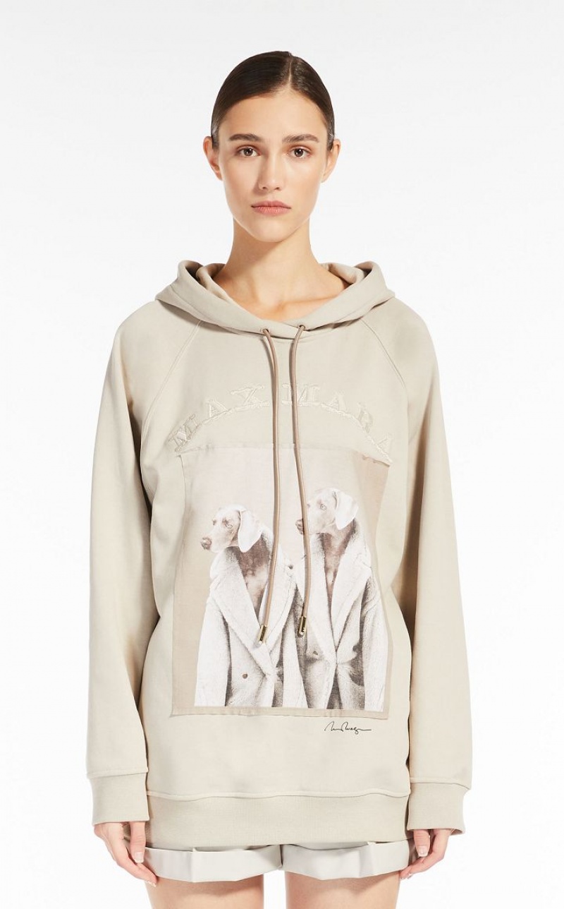 Max Mara Baumwoll Sweatshirt With Wegman Print Strickwaren Braun | MMR593464